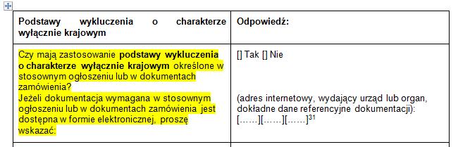OBLIGATORYJNE PRZESŁANKI