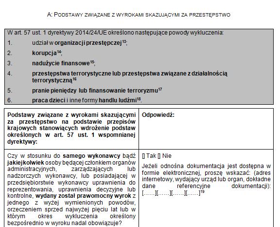 PRZESŁANKI WYKLUCZENIA
