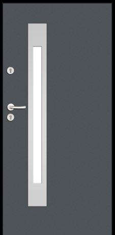 36 Drzwi stalowe MIESZKO 55 płytkotłoczone Przeszklenia S31 ramka INOX