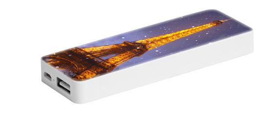 PBslim-4 FULL-COLOR POWER BANK (zasilacz awaryjny do urządzeń mobilnych) z możliwością naniesienia nadruku Full-Color. Posiada sygnalizację LED zasilania i ładowania.