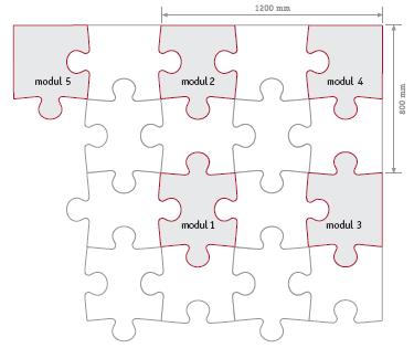 E. Układanie elementów FLEXI-STEP w kształcie puzzli Puzzle FLEXI-STEP stanowią zwarty i dobrze przylegający wzór dzięki zastosowaniu pięciu różnych