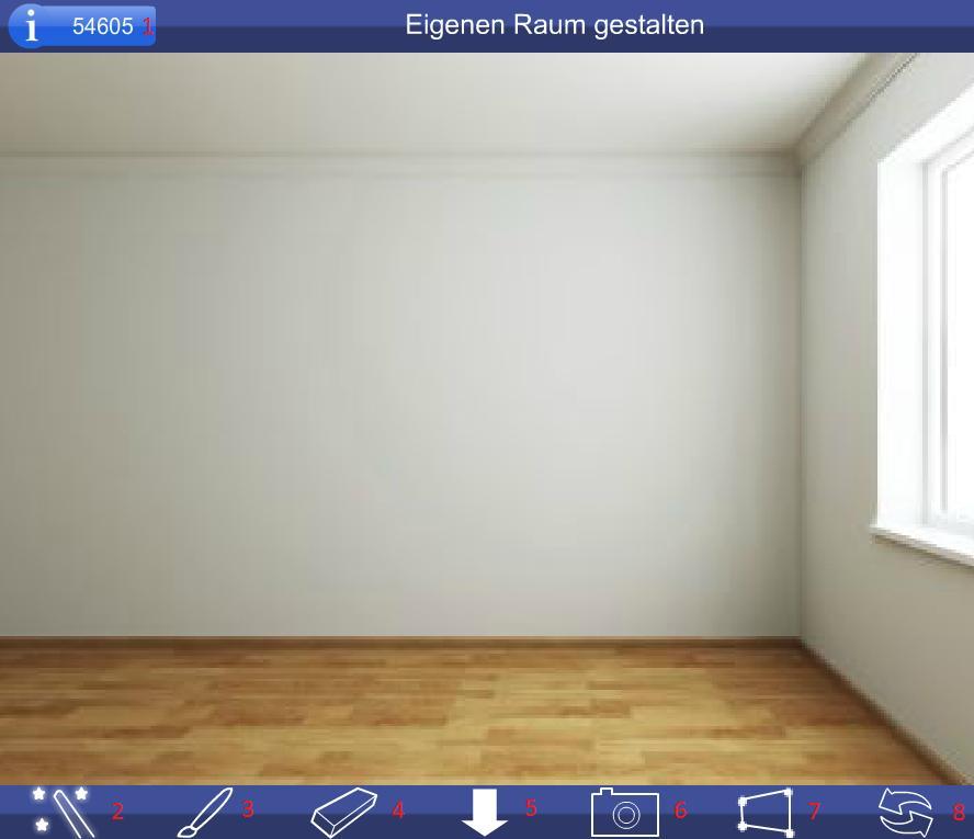 Przejdziemy teraz do edycji zdjęcia naszego pomieszczenia. Na ekranie startowym wybieramy drugą opcję czyli Eigenen Raum gestalten. Klikamy OK i wybieramy zdjęcie z naszego komputera.