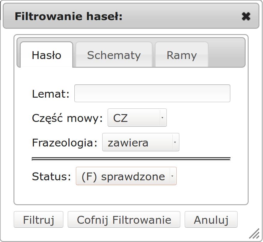 Modyfikując warunki, warto spojrzeć na wszystkie zakładki, czy nie pozostał tam nieaktualny warunek z poprzedniego filtrowania.