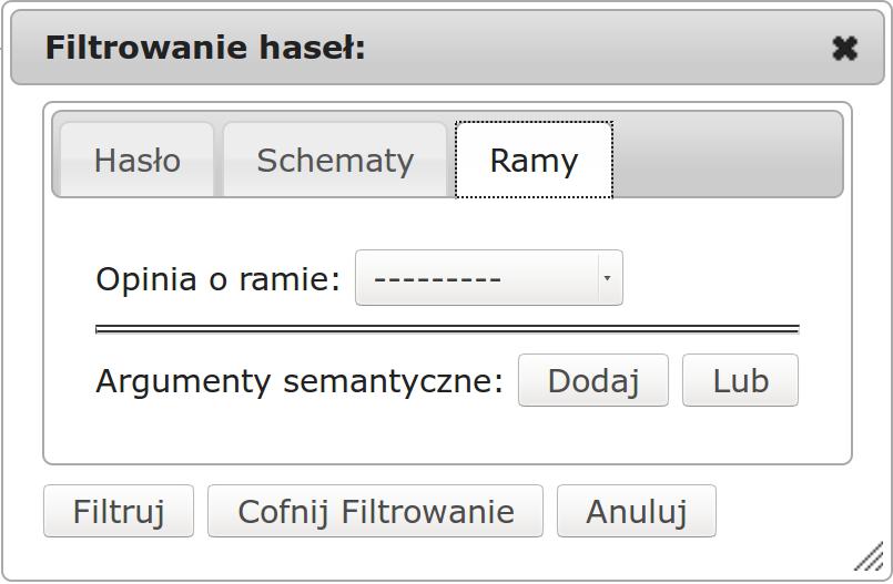 będzie spełniony. 5.4 Lokalne filtrowanie własności składniowych Slowal udostępnia też lokalne filtrowanie własności składniowych bieżącego hasła.