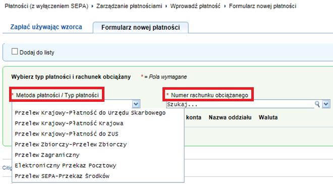 W dotychczasowej wersji systemu, na formularzu nowej płatności, w pierwszej kolejności uzupełniane są informacje dotyczące