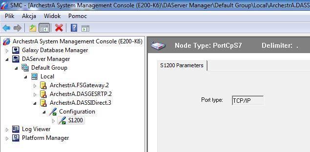 Klikając prawym przyciskiem myszy na Configuration można dodać obiekt wybierając 'Add PortCpS7 Object' i nadając mu dowolną nazwę np. S1200 (Rys. 7.).