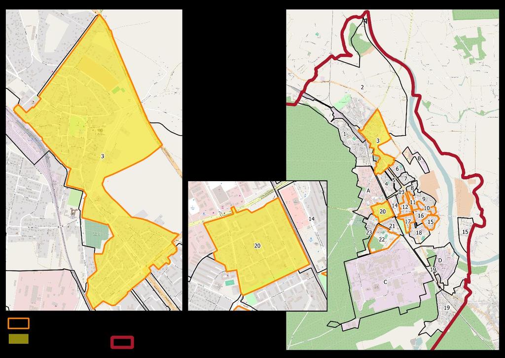 Rysunek 27. Obszar rewitalizacji Źródło: Opracowanie własne. Mapy podkładowe: Openstreetmap.