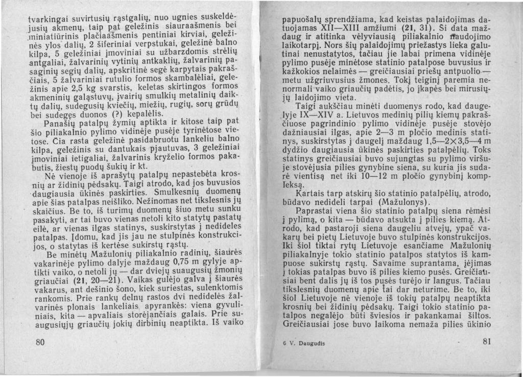 tvarki~gai suvirtusių rąstgal~l!'.nuo.ugnie~ sus~eldė: jusių akmenų, taip pat g~lezmls. ~1~ur~a~~ell1s ~~I. miniatiūrinis plačiaašmems penhma.1 klrvl3l.i,.