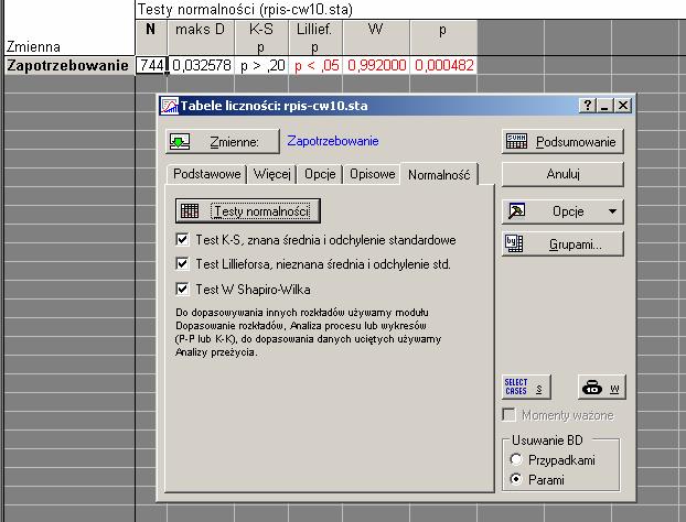 Testy normalności w