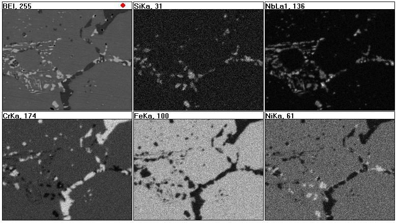 263 Tablica 1. Mikroanaliza składników eutektyki w obszarze 1 - rys. 2. Table 1. Microanalysis in points 1 3 of the eutectic in the region 1 fig. 2. Pierwiastek Zawartość pierwiastka [% wag.