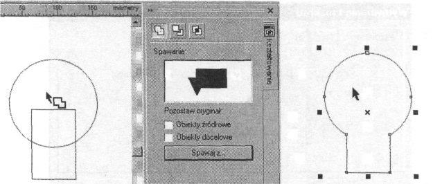 15. Zwró uwag, e spawanie spowodowało połczenie okrgu i prostokta w figur z jednolitym obrysem. Zamknij okno dialogowe Spawanie. 16.