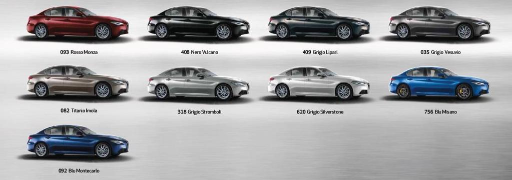 ALFA ROMEO GIULIA - KOLORY LAKIERY NADWOZIA OPCJA GIULIA GIULIA SUPER GIULIA VELOCE GIULIA QUADRIFOGLIO Lakier pastelowy czerwony - Rosso Alfa (414) 5CA Lakier pastelowy biały - Bianco Alfa (217) 5B2