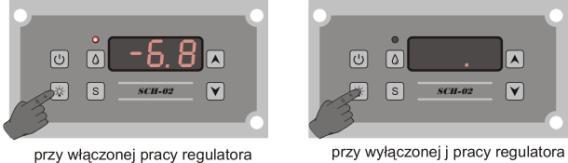 RĘCZNE WYŁĄCZANIE PRACY REGULATORA UWAGA 1.Stan wyłączenia sygnalizowany jest świeceniem się kropki w polu wyświetlacza.
