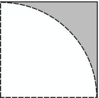 Zadanie 15. (0 1) Z kartki w kształcie kwadratu o boku 6 odcięto ćwierć koła o promieniu 6 (patrz rysunek).
