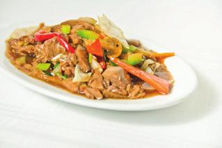 in soya sauce (carrot, pepper, leek, onion, Chinese mushrooms, champignons, bamboo shoots, white cabbage) 红烧鸭肉 D7