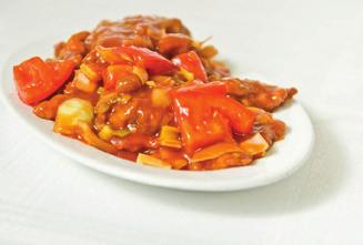 明太鱼类 POTRAWY Z DORSZA / COD DISHES 66 Dorsz w sosie curry 28,80 (pieczarki, papryka, por,