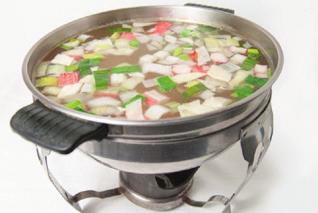 kapusta) Hot pot for two (loin of pork, beef, chicken, cocktail shrimps, crab sticks,