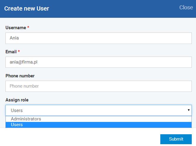 str. 3 1. Tworzenie nowego użytkownika Po zalogowaniu się do konsoli należy przejść do listy użytkowników: USER -> USER LIST, gdzie na razie dostępne będzie tylko konto super administratora.