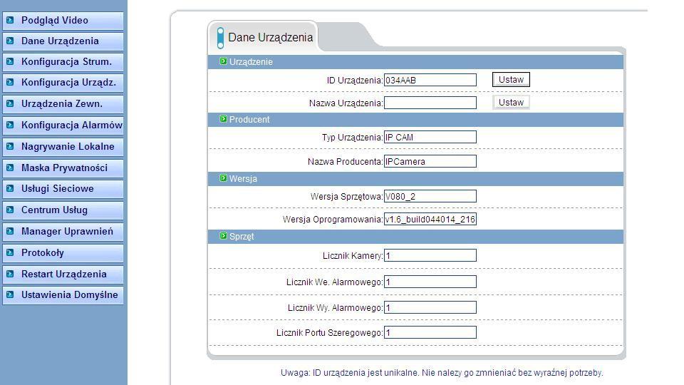 Dostępne parametry ustawień sensora: -ustawienia obrazu -kontrola migawki -tryb wzmocnienia -tryb dzień/noc -auto iris -gamma