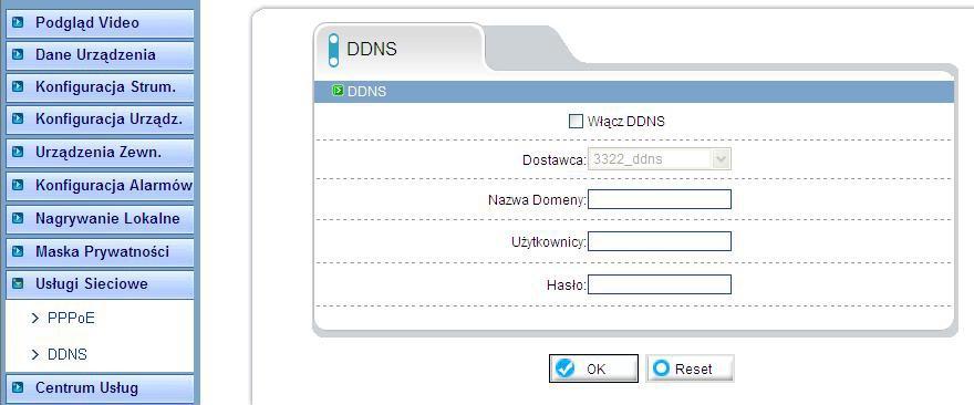 DDNS ustawienia parametrów