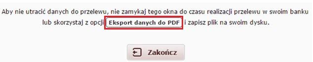 W sytuacji gdy konieczne jest kopiowanie danych do przelewu, tj.