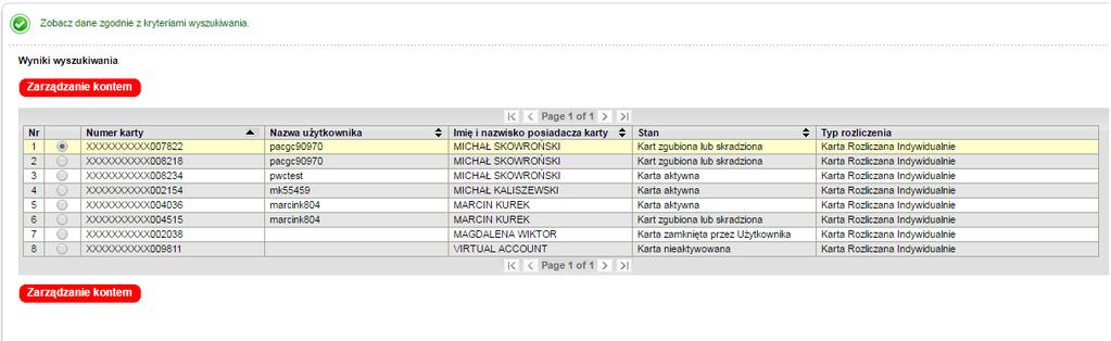 CitiManager Skrócona instrukcja obsługi dla Administratorów programu Wyszukiwanie karty Instrukcje krok po kroku 1.