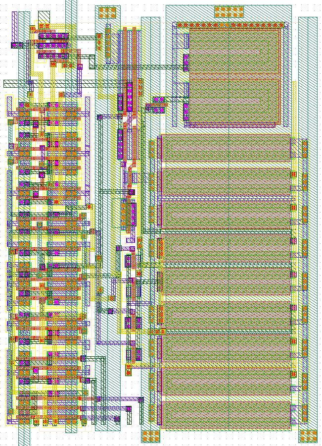 6.2. Projekt układu 95 wymiary tranzystora NMOS wymiary tranzystora PMOS zakres amplitud 1mA 160/5 800/8 256µA 160/5 200/8 64µA 10/5 48/8 16µA 5/10 18/12 4µA 2.5/20 6/16 1µA 1.25/40 2.