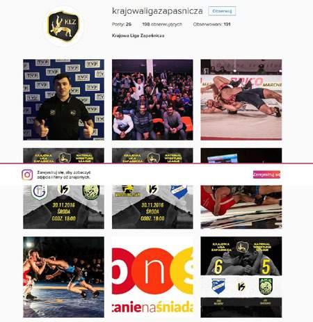 Własne kanały informacji Instagram Krajowa Liga Zapaśnicza zgodnie z