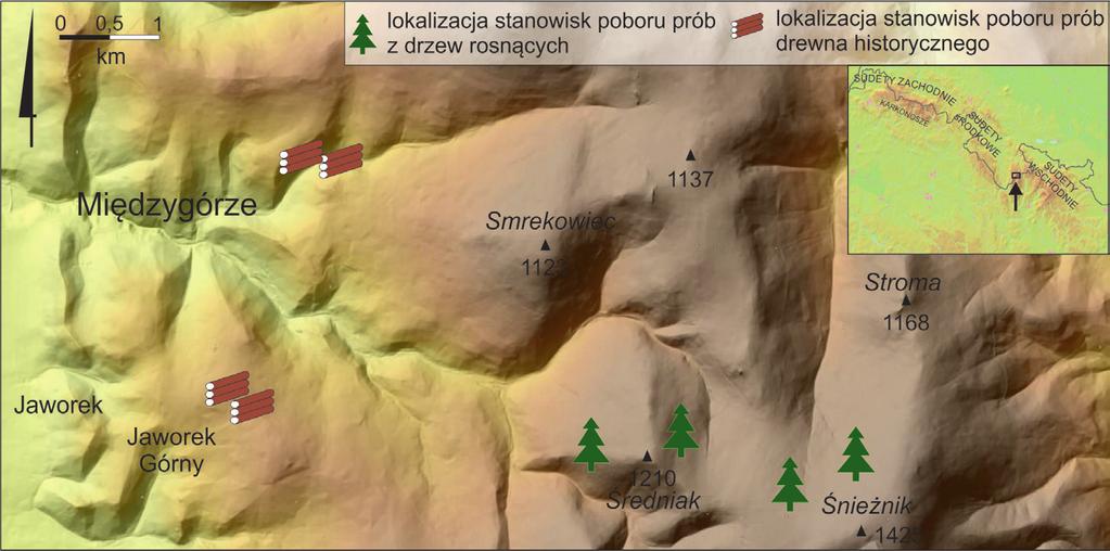 212 Magdalena Opała, Piotr Owczarek Obszar badań Badania prowadzono w Masywie Śnieżnika (ryc. 1). Jest to najwyższa część polskich Sudetów Wschodnich.