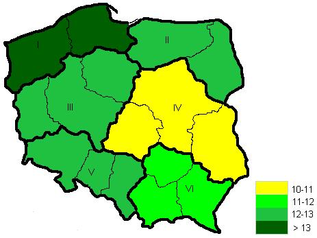 Regionalne różnice w potencjale plonowania stosowanych odmian