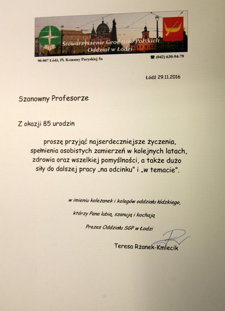 Jubilatowi gratulacje i życzenia
