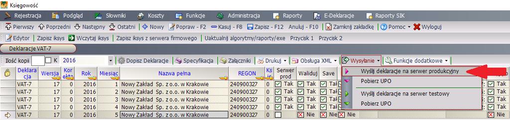 5.2 Podpisywanie deklaracji Gdy deklaracja jest poprawnie zapisana w formacie XML (kolumny Save i Waliduj są na zielono) uruchamiamy funkcje Podpisz deklaracje Przed uruchomieniem funkcji należy