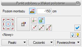 na wstążce Edycja poziomu montażu Rys. 9. Widok Punktu odpływu po wstawieniu w obszar rysunku.