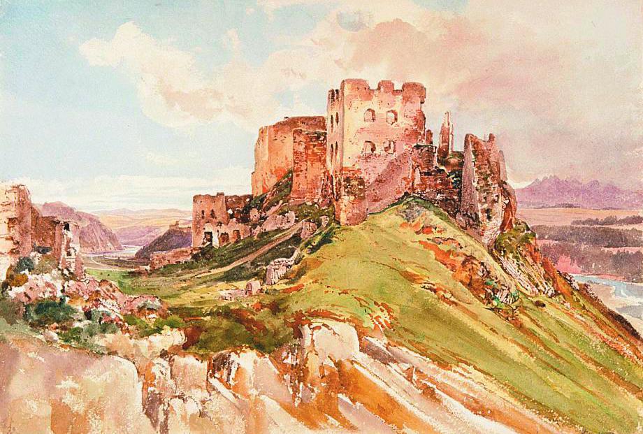 C. Buśko et al.: Zamek Czorsztyn w świetle najnowszych badań 195 Ryc. 1. Zamek Czorsztyn, akwarela, mal. Thomas Ender, XIX w. Pict. 1. Czorsztyn castle, watercolor, paint.