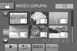 Odtwarzanie plików (ciąg dalszy) Funkcja wyszukiwania plików Przygotowanie: Wybierz tryb lub. Wybierz tryb odtwarzania. Ekran indeksu grup Dany plik można odnaleźć według grupy.