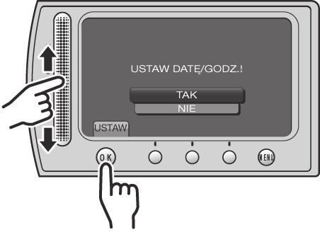 Ustawianie daty i godziny Otwórz monitor LCD, aby włączyć kamerę Przycisk zasilania Wybierz miejscowość położoną najbliżej miejsca, w którym używasz kamery W Monitor LCD ciągu 10 sekund wybierz [TAK]