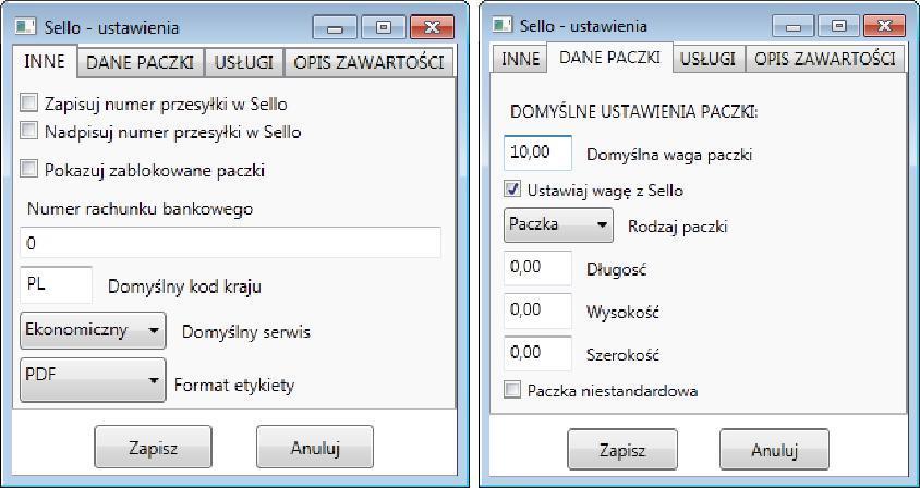 27 10.4 Przetwarzanie danych Ustawienia pozwalają na konfigurację parametrów przetwarzania paczek wprowadzonych w Sello na listy przewozowe.