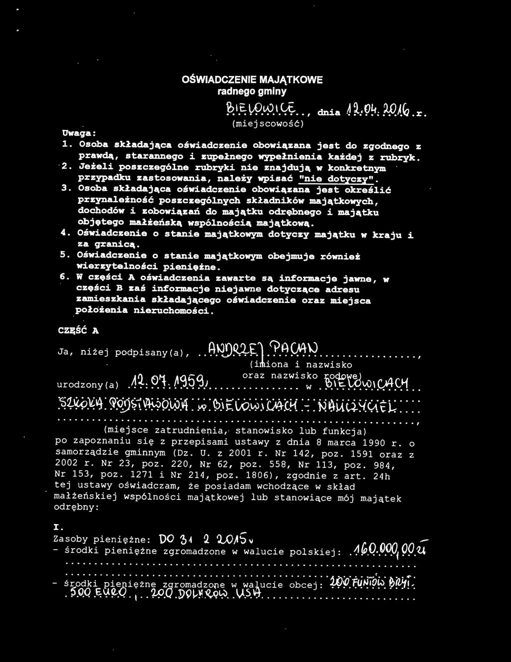 Jeże1i poszczegó1ne rubryki nie znajdują w konkretnym przypadku zastosowania, na1eży wpisać "nie dotyczy". 3.