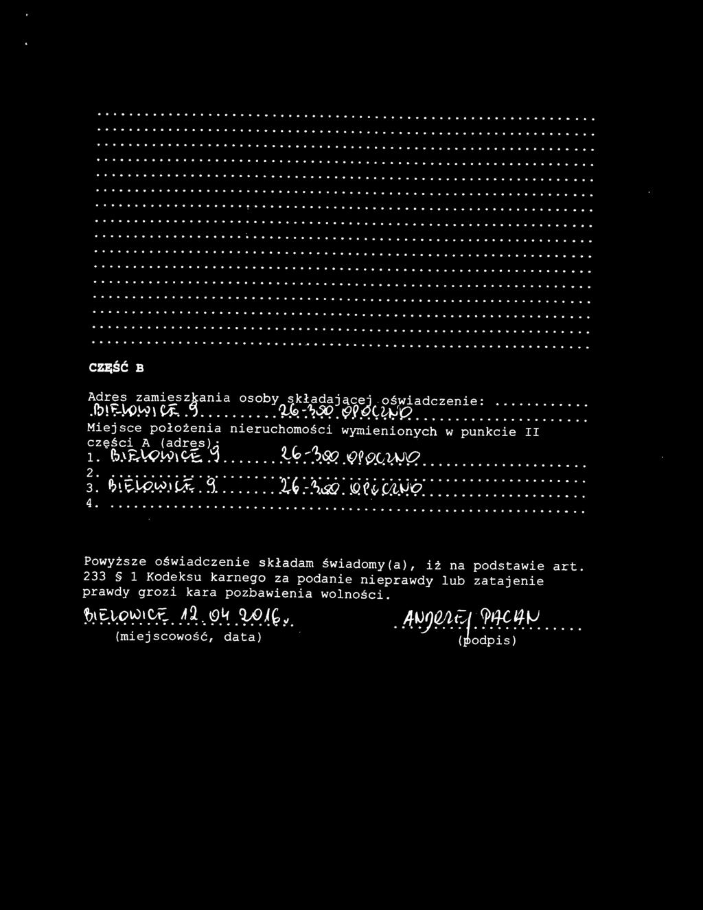 prawdy grozi kara pozbawienia wolności. ~-' ~ t.~~-' ~-~.. A.~. 'P.