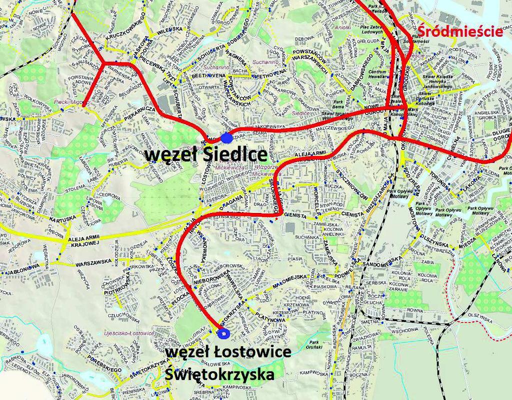 Podczas projektowania sieci transportowej w mieście ważnym jest, aby lokalizacja węzłów przesiadkowych odpowiadała zapotrzebowaniu na usługi transportu zbiorowego a także umożliwiała rozwój sieci w