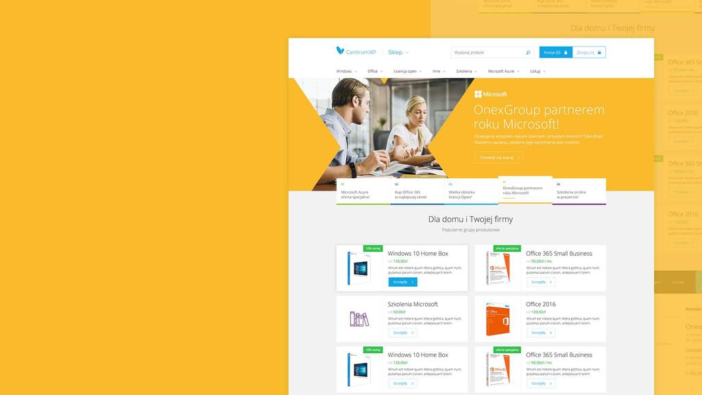 Centrum XP Sklep UI UX projekt graficzny ecommerce Sklep