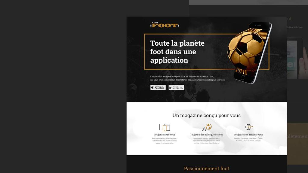 Planète FOOT projekt graficzny landing page Projekt strony www dla jednej z