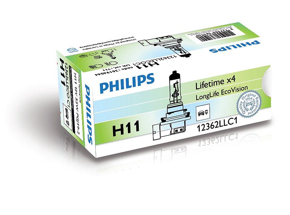 2017-07-19 PHILIPS H11 12V 55W PGJ19-2 LongLife EcoVision Halogenowe żarówki h21 LongLife EcoVision marki Philips.