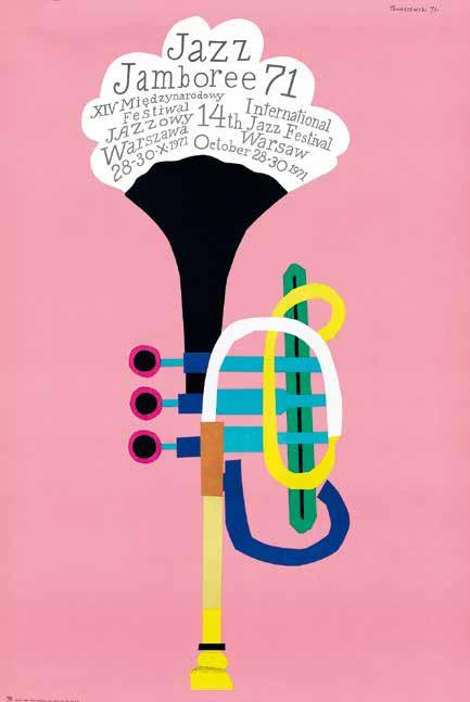47 Jazz Jamboree 71, XIV Międzynarodowy Festiwal Jazzowy, Warszawa 28 30 X 1971, 1971, offset, 98,5 66 cm, sygn. TOMASZEWSKI 71., wyd. WAG, Warszawa, druk: Zakłady Graficzne RSW Prasa, Bydgoszcz.