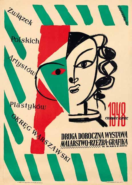 9 Druga Doroczna Wystawa. Malarstwo, rzeźba, grafika, 1948, litografia, 70 50 cm, sygn. H. TOMASZEWSKI 48, wyd. ZPAP Warszawa, druk: Litografia Artystyczna W.