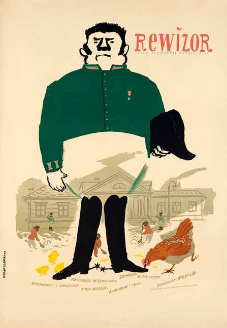 13 Rewizor, 1953, plakat do filmu, reż. Władymir Pietrow, offset, 86 61 cm, sygn. H. TOMASZEWSKi 53., wyd. CWF Warszawa, druk: Zakłady Graficzne Dom Słowa Polskiego, Warszawa.