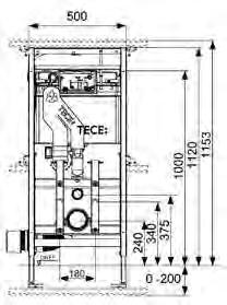 TECElux - Moduły Moduł WC TECElux 400, wysokość zabudowy 1120 mm, możliwość regulacji wysokości, z oczyszczaczem powietrza Element zabudowy suchej do mocowania na kształtownikach stalowych TECEprofil