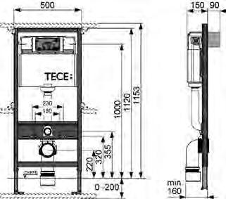 TECEprofil Stelaże podtynkowe do WC Stelaż podtynkowy do WC TECEprofil ze spłuczką podtynkową, uruchamianie z przodu, wysokość montażowa 1120 mm do mocowania na kształtownikach stalowych TECEprofil
