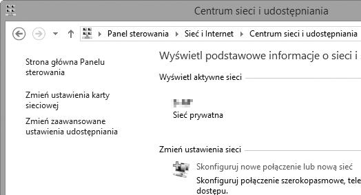 Windows 8.1/Windows 7 1 Przejdź do Centrum sieci i udostępniania. Wybierz Sieć i Internet > Centrum sieci i udostępniania w Panel sterowania.