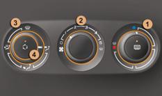 K O MFO R T ODMRAŻANIE TYLNEJ SZYBY OGRZEWANIE / WENTYLACJA 1. Regulacja temperatury Włączenie Przycisk sterowania znajduje się na panelu systemu ogrzewania lub klimatyzacji.